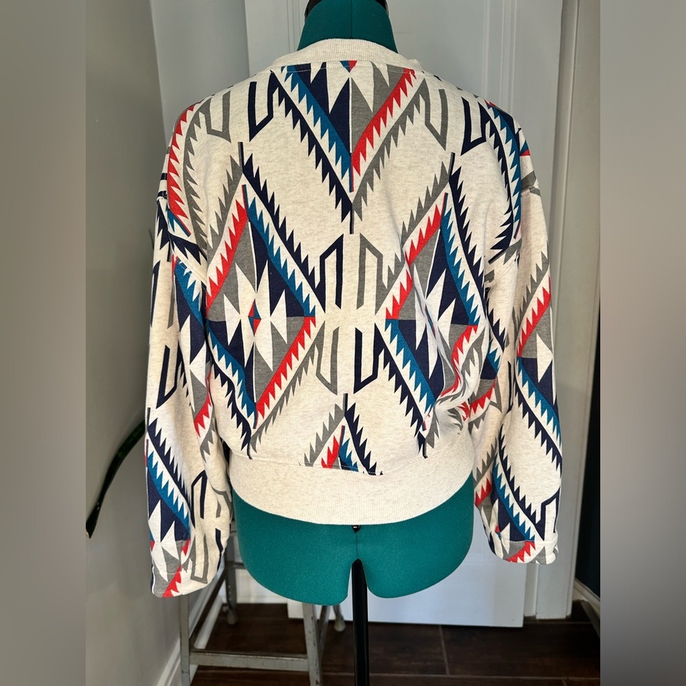 Ariat Geometric Pattern Sweatshirt - Red, Blue, Cream - Picture 8 of 15